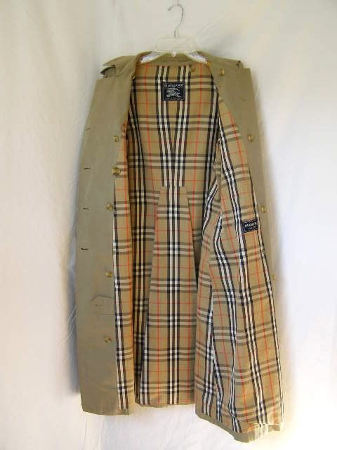 BURBERRY~AUTH~LONG COTTON KHAKI TRENCH COAT~NOVA CHECK WOOL LINER~12 