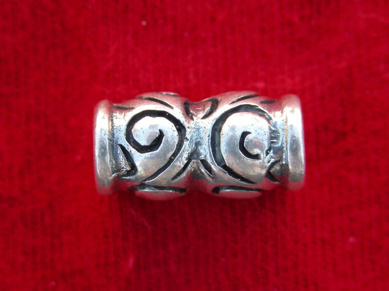 Istanbul Turkey Sterling Silver Tube Dread Bead 16x8mm  