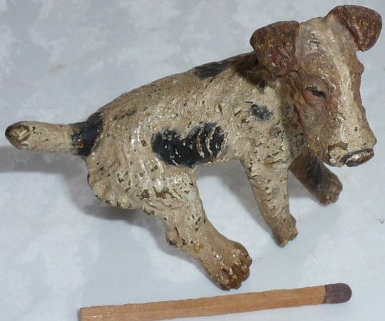 WIRE FOX TERRIER COLD PAINTED BRONZE DOG ANIMAL FIGURE VINTAGE  