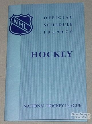 Original 1969 70 NHL Official Schedule  