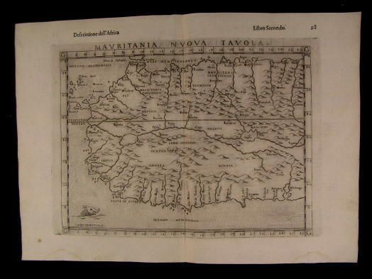 West Africa Senegal Canary Islands 1599 Ruscelli antique map w/ sea 