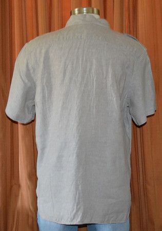 BANANA REPUBLIC SHORT SLEEVE KHAKI TAN GRAY CASUAL FLAX LINEN SHIRT 