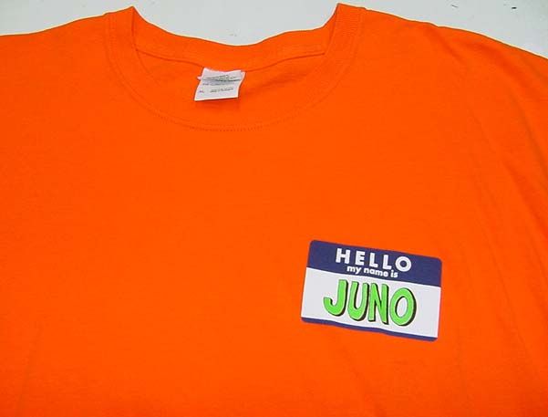 Hello my name is JUNO Movie T SHIRT Sz Mens XL Ellen Page Michael Cera 