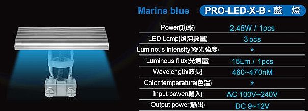 LED Aquarium Marine blue light high luminance lamp AC100~240V Reef 