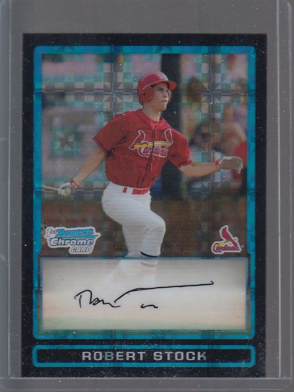 2010 BOWMAN CHROME DRAFT X FRACTOR ROBERT STOCK CARDINALS /199 