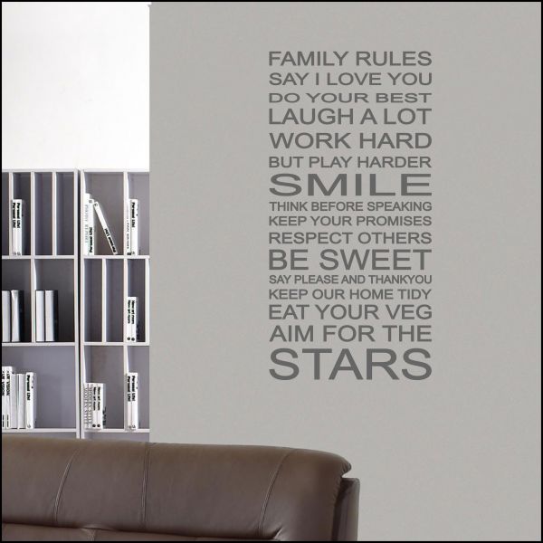 Wall Sticker Family Rules LIst Vinyl Art Decal  