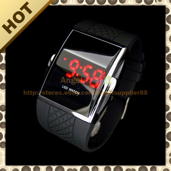 Red LED Luxury Digital Mens Sport Black Wrist Watch A  