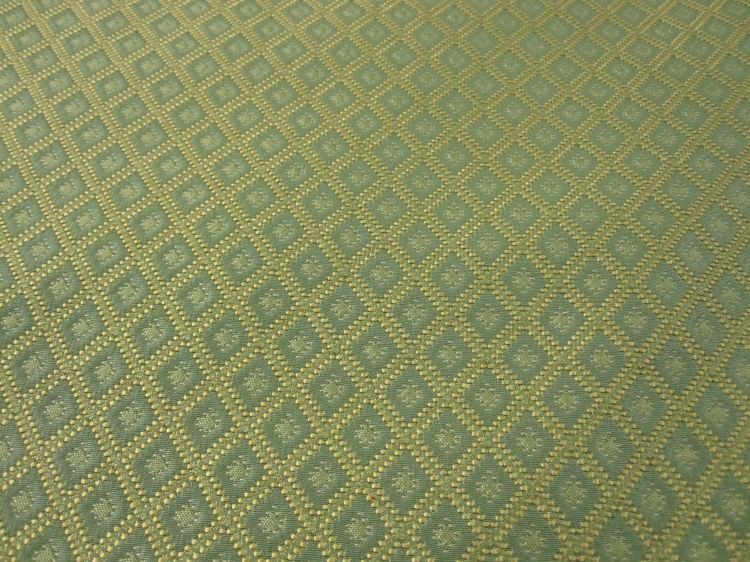 2YRDS LOT SPECIAL ITALIAN FABRIC DIAMOND GRID GREEN/ GOLD UPHOLSTERY 