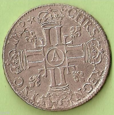 LOUIS XIV DEMI ECU 8 L 1er TYPE 1690 A PARIS QUALITE   