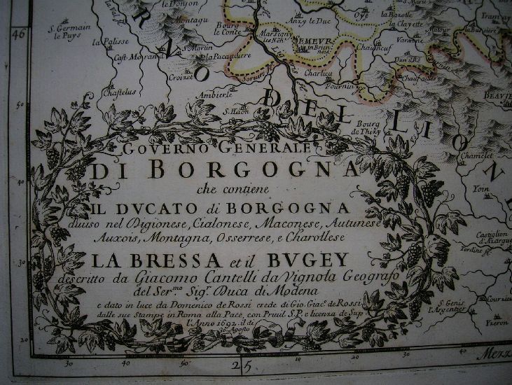 1692 Cantelli da Vignola map DUCHY OF BURGUNDY, FRANCE  