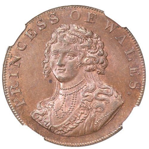 1795 Princess of Wales halfpenny token D&H 977 MS64 NGC  