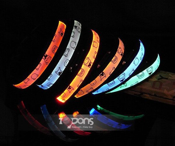 Waterproof LED Flashing Pet Dog Puppy Collar Light Up Safety Nylon M 