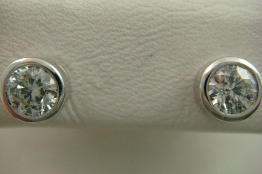   BY THE YARD STUD EARRINGS 0.75 CT.BEZEL SET SI  G H COLOR EYE CLEAN