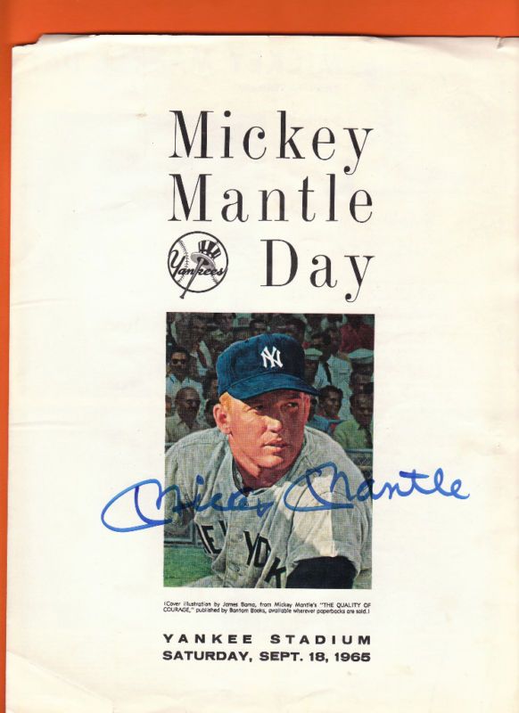 18/1965 Mickey Mantle Day Program   AUTOGRAPHED Yanks  