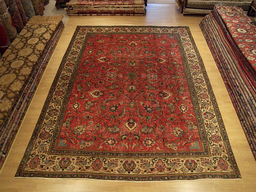 10 x13 Handmade Antique 1930s Genuine Persian Tabriz Wool Rug. Great 