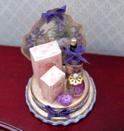 VINTAGE VICTORIAN VIOLET PERFUMERY, SOAP DISPLAY ~ Dolls House or 