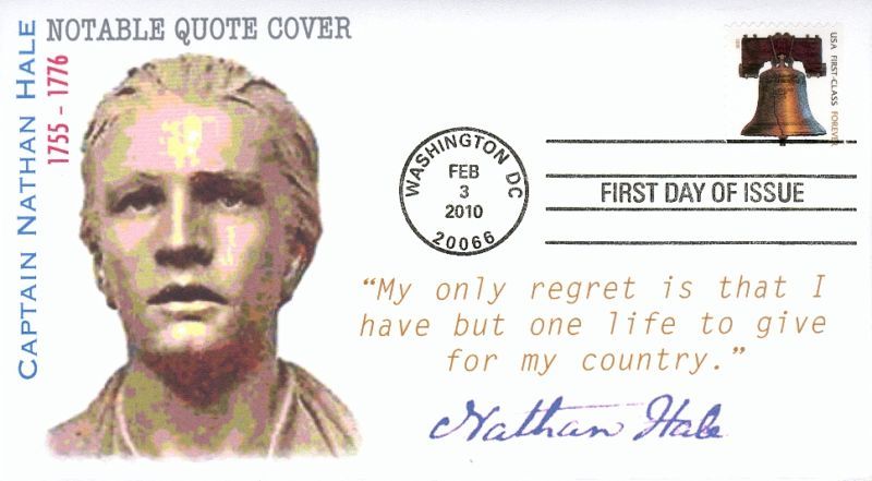 COVERSCAPE computer generated Nathan Hale quote FDC  