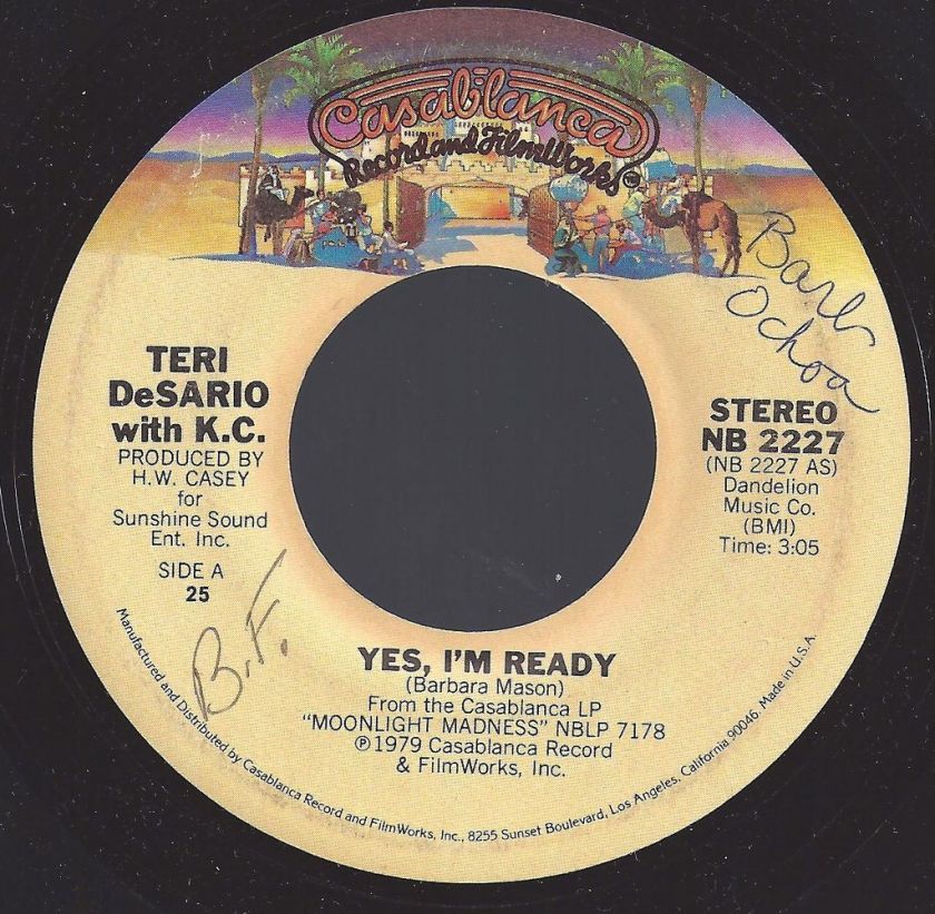 TERI DeSARIO YES, IM READY/WITH YOUR LOVE 1979 45 RPM  
