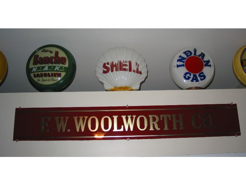 RARE 1930s F.W. Woolworth Reverse Glass 5 @ 10 Department Store Sign 