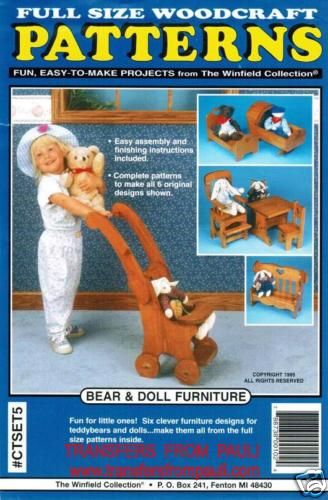 Bear & Doll Childs Toy Furniture Woodworking Pattern  