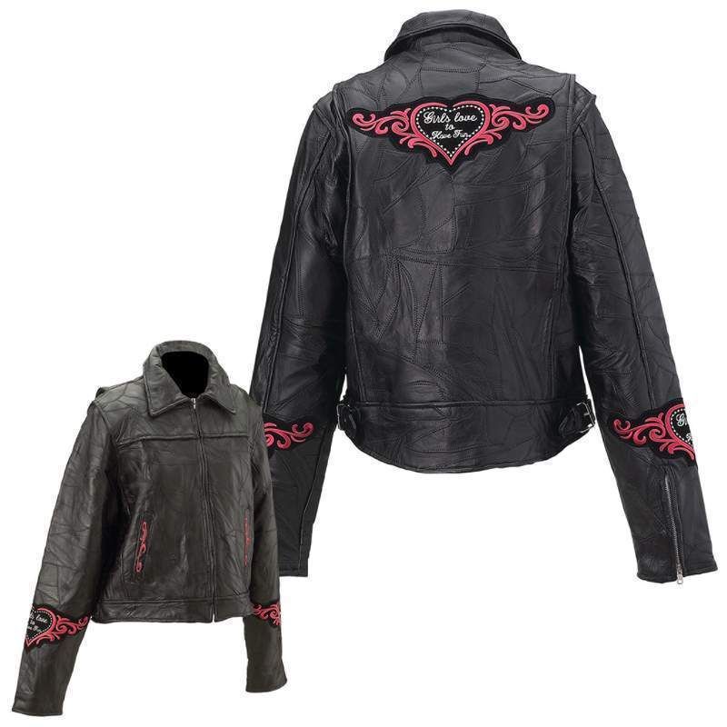   Ladies Motorcycle Jacket Girls Love To Have Fun Pink Patch  