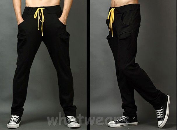 Fashion Mens Casual Sport Trousers Simple Design Pants Dark Grey 