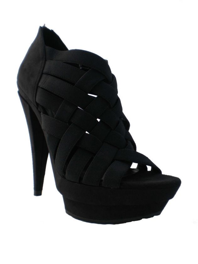 Jessica Simpson Kelle Black Elastic Platform Sandal  