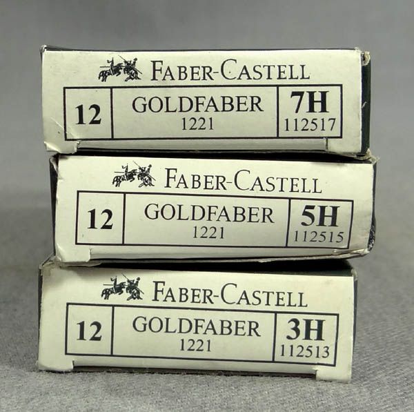   CASTELL GOLDFABER WOOD PENCILS 7H 5H 3H BOX LEAD DRAWING SET  