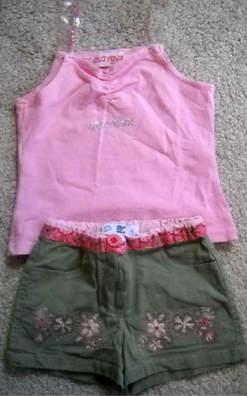   DEUX PAR DEUX / CLAYEUX Shorts & Shirt set 4T 4 years CUTE  