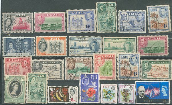 BRITISH FIJI 24 DIFFERENT STAMPS LOT VF  