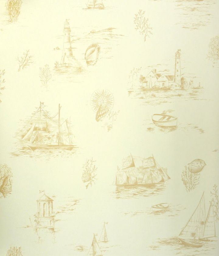 NAUTICAL LIGHTHOUSE,SAILBOAT SEASHELL Wallpaper BH7953  