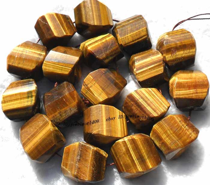 Yellow Tiger Eye Twist Faceted Gemstone Beads 15 20x22  