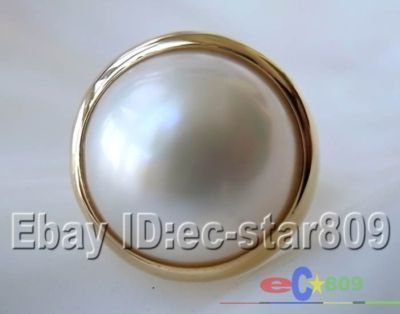 HUGE REAL 8# 20MM WHITE SOUTH SEA MABE PEARL RING  