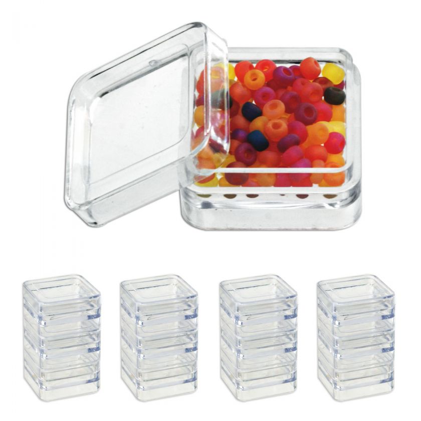 12pc Clear Acrylic Bead Display Box Containers   1 1/4 x 1 1/4