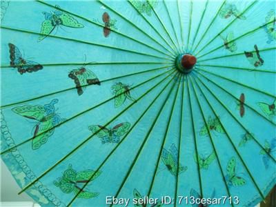 NEW BLUE Japanese Paper Bamboo Parasol Umbrella KASA #F  