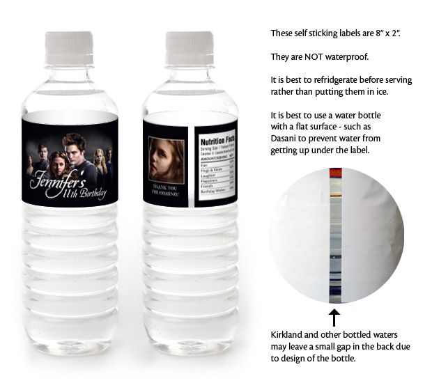 TWILIGHT MOVIE VAMPIRE Birthday WATER BOTTLE LABELS  