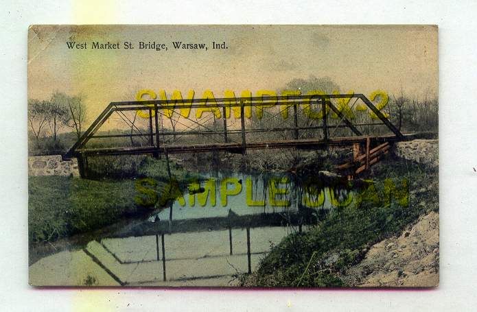 West Market Street Bridge Warsaw INDIANA *1908 EARLY*  