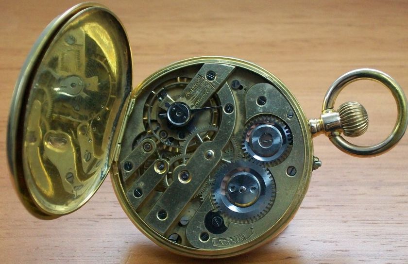 TASCHENUHR 14CT. GOLD HANDAUFZUG UNRUHE ANTIK GEBRAUCHT POCKET WATCH 