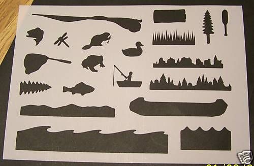 STENCILS~ FISHING,CANOE,FISH, NET, ROD, WATER, LAND  