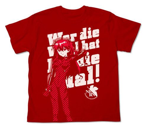 Cospa Evangelion Asuka German Mens T Shirt Red  