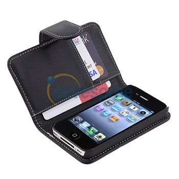   Wallet Case+PRIVACY LCD Filter Protector for iPhone 4 G 4S  