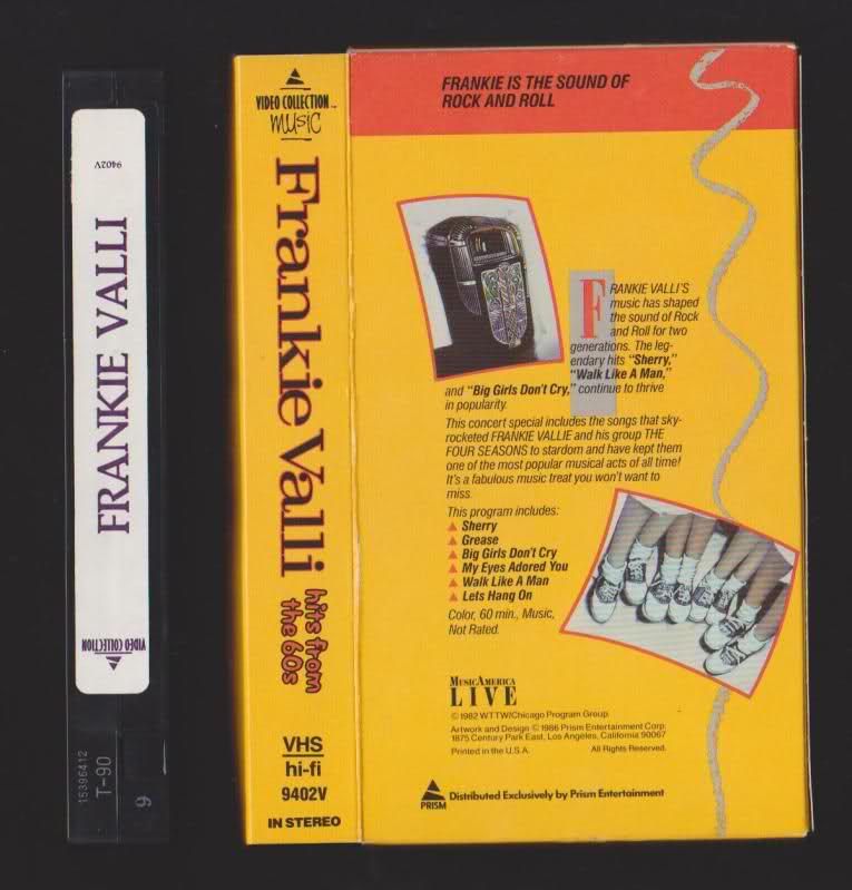 Frankie Valli Hits from the 60s (VHS 1986 Prism) music  