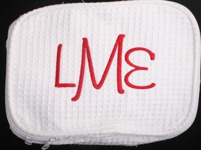 Personalized Monogrammed Lg Waffle Weave Cosmetic Bag  7 colors to 