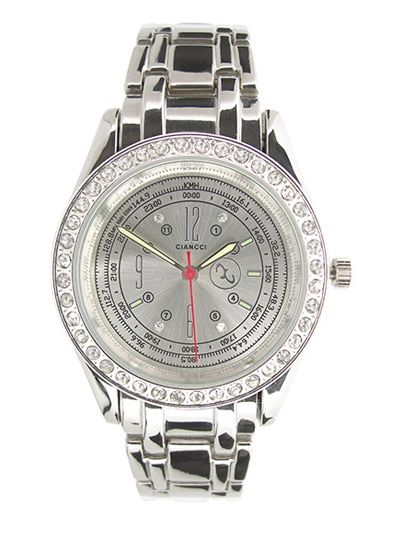 MENS BLING CLASSY DESIGNER CHROME SILVER WATCH GIFT NEW  