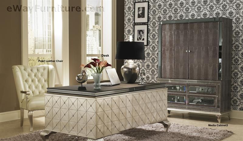 AICO CRYSTAL CAVIAR EXECUTIVE DESK 03207 85 MICHAEL AMINI FURNITURE 