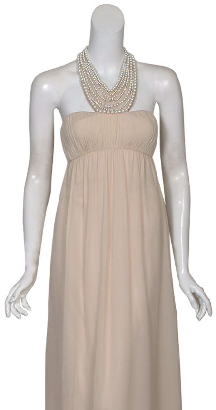 AIDAN MATTOX Pearl Necklace Silk Eve Gown Dress 8 NEW  