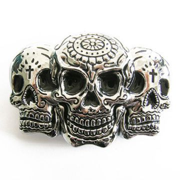 VOODOO SKULLS BELT BUCKLE psychobilly tattoo art  