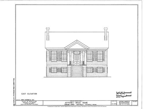 Virginia Palladian house plans, detailed blueprints, Traditional 