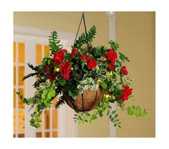 Bethlehem Lights Battery Opperated Mixed Plant Hanging Basket w/ Timer 