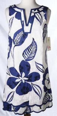   NWT Blue White Cotton Floral Print Sleeveless Sun Dress Sz 4  